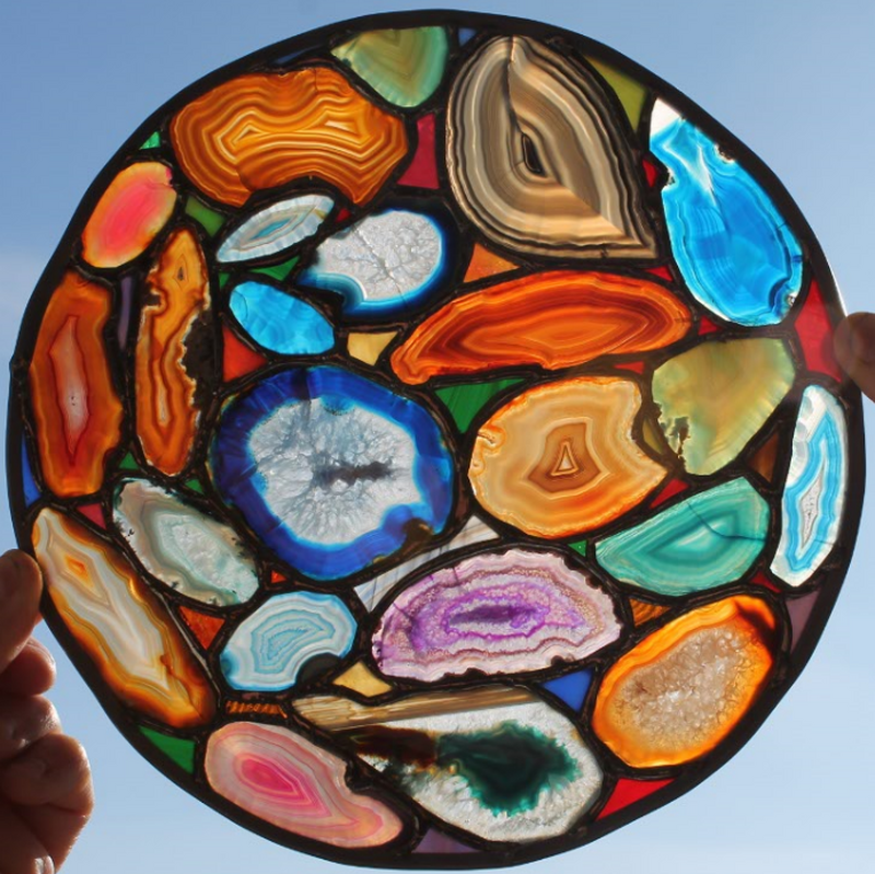 Agate rock slices disk